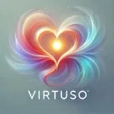 VirtuSO app icon — a glowing heart formed from ribbons of light